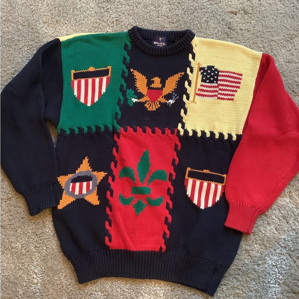 REGATTA SPORT. MENS XL COTTON KNIT, INTERNATIONAL FLAG SWEATER